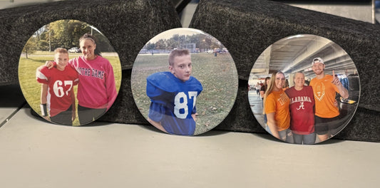 Custom 3" Round Buttons. 5 Button Sports Package.