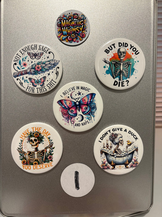 5 magnet set. 3" Round. Butterfly Skeleton Set # 1