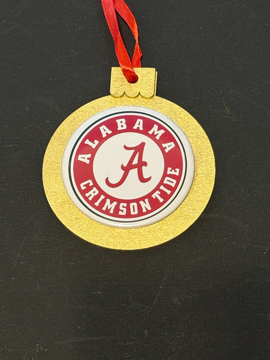 Alabama Crimson Tide Christmas Ornaments. Set of 6.